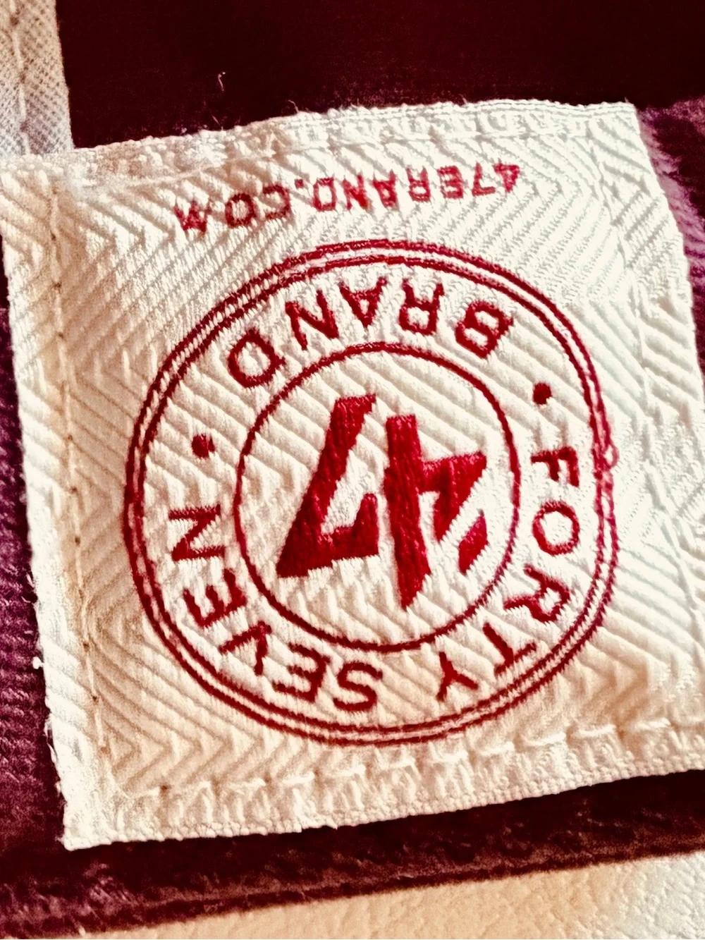 47 Brand Embroidered Patch Top in White and Burgundy